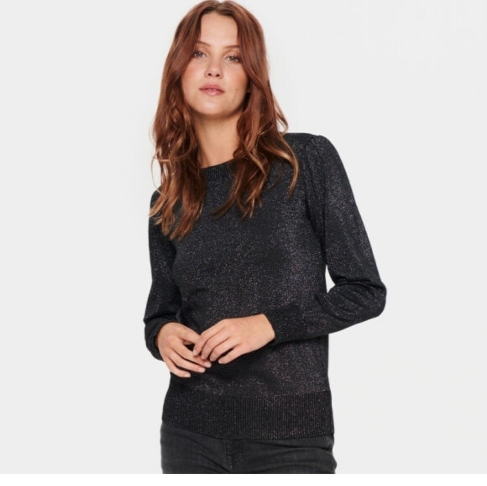 Black metallic crew neck sweater large